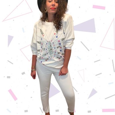 ‘Ronnie’ White Butterfly Trouser Set