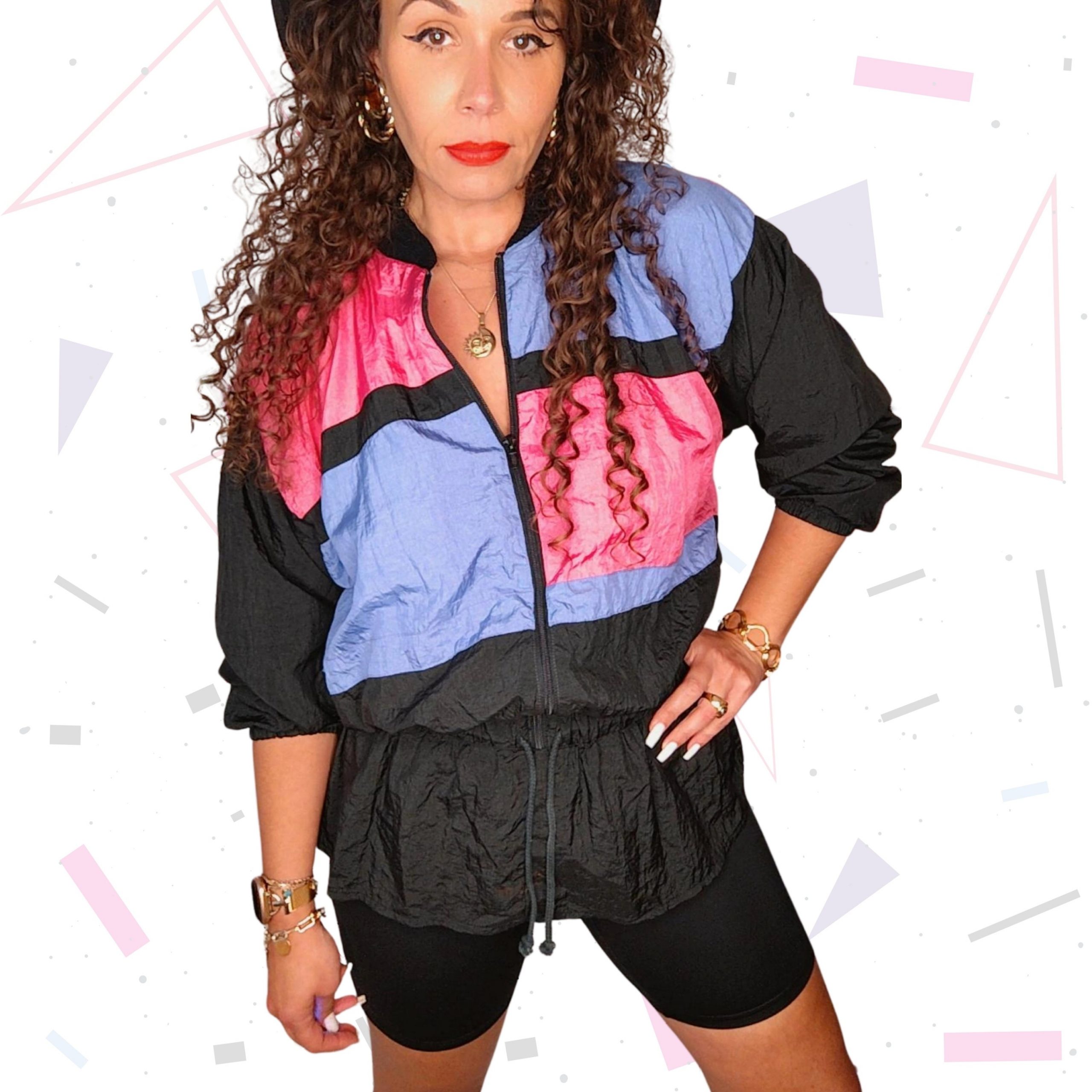 80s Colour Block Windbreaker