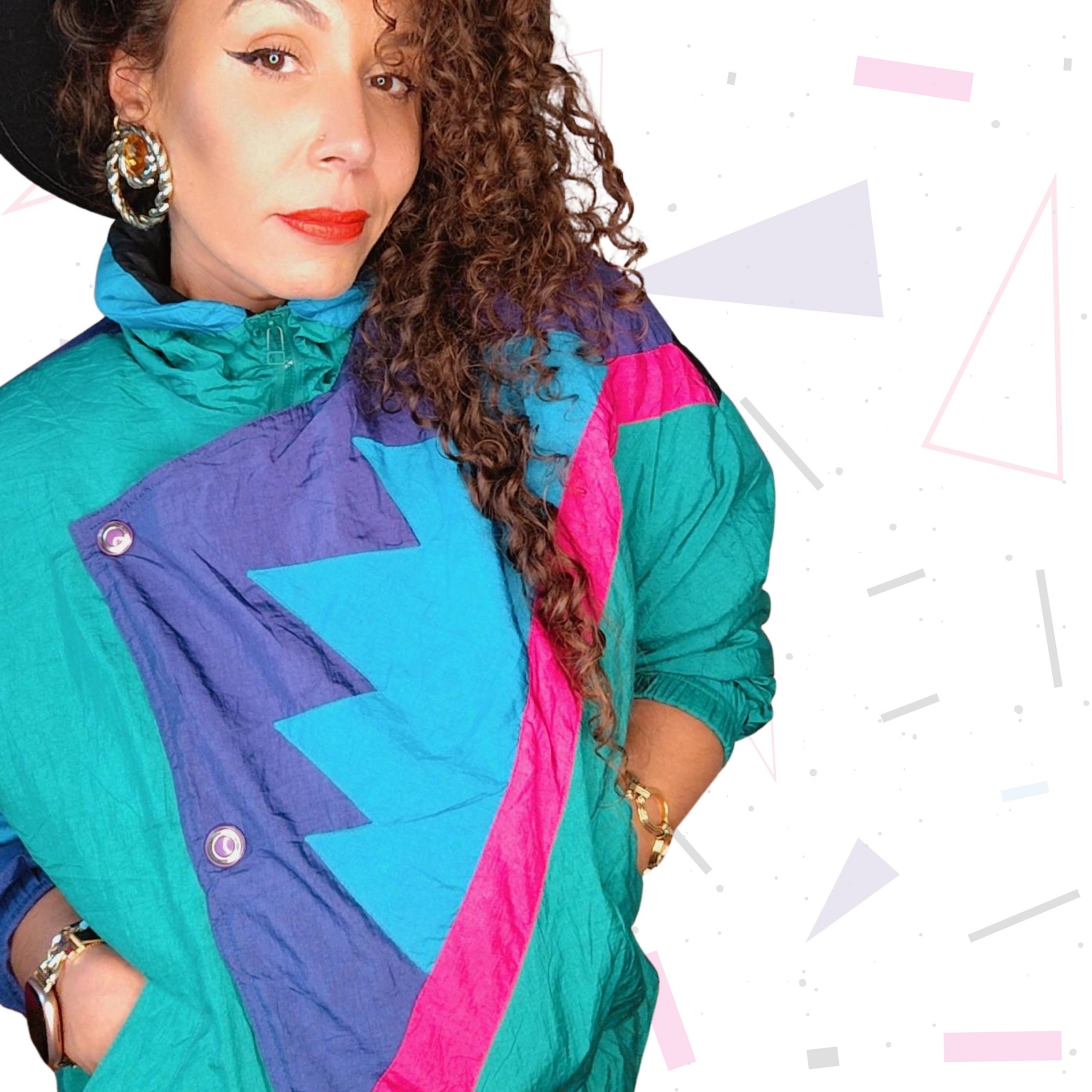 80s Geometric Windbreaker Jacket - Image 5