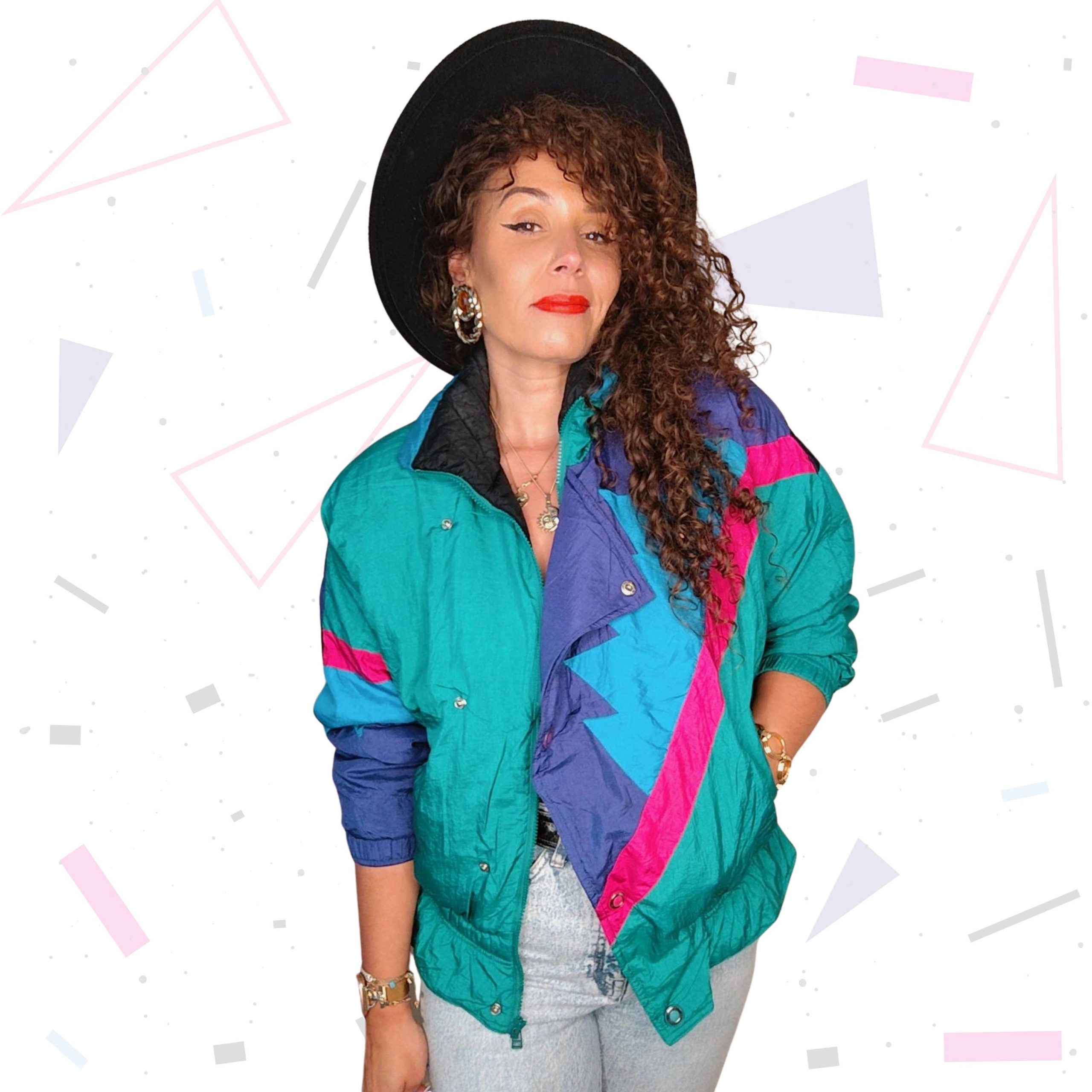 80s Geometric Windbreaker Jacket - Image 2