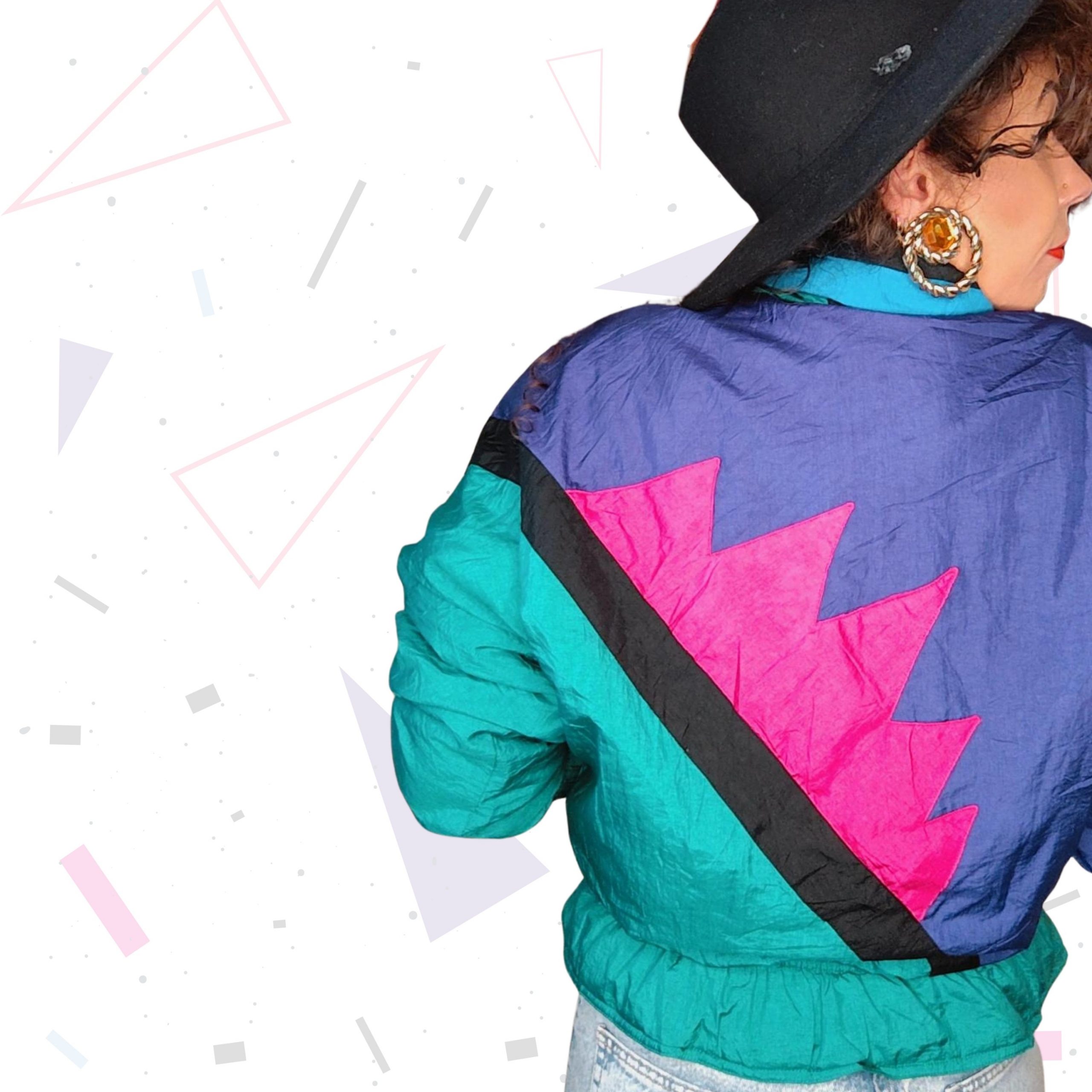 80s Geometric Windbreaker Jacket - Image 3