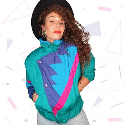80s Geometric Windbreaker Jacket