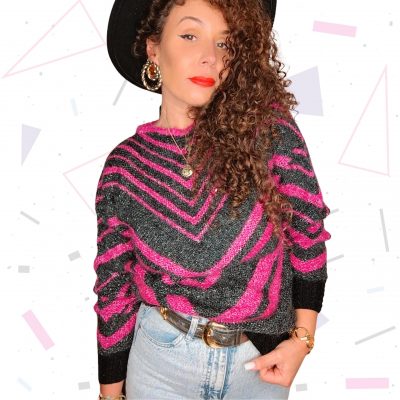 80s Pink and Grey Knit
