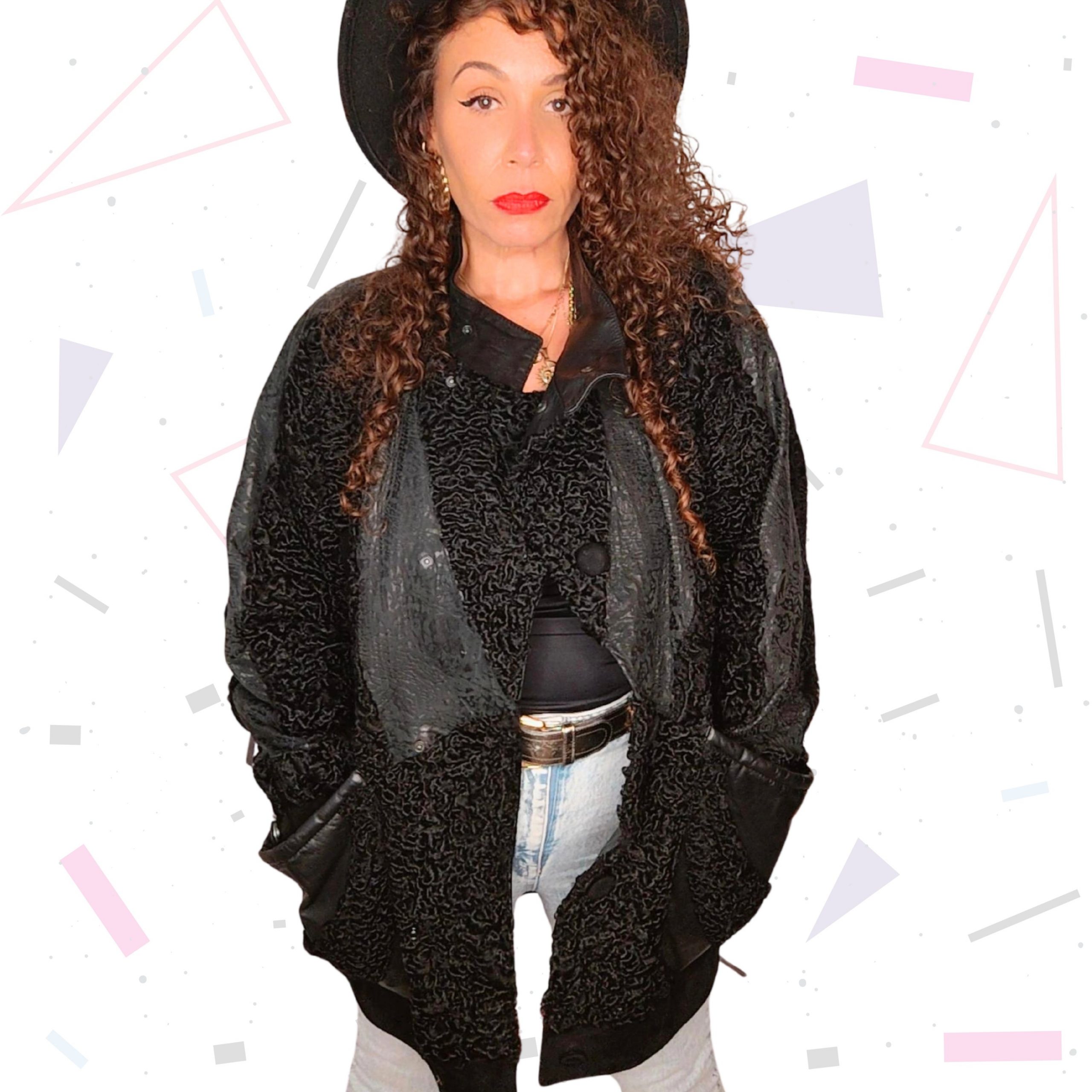 Black Wool/Suede/Leather Coat