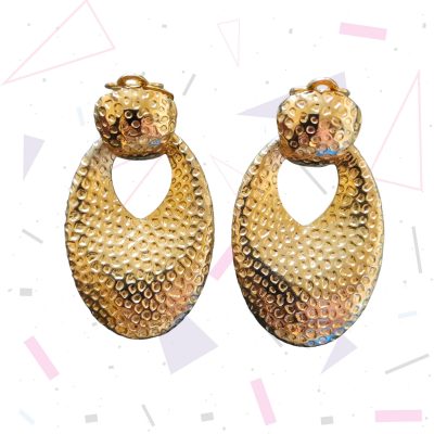 Hammered Gold Tone Clip on Earrings