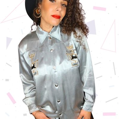 St Denis Silver Satin Blouse