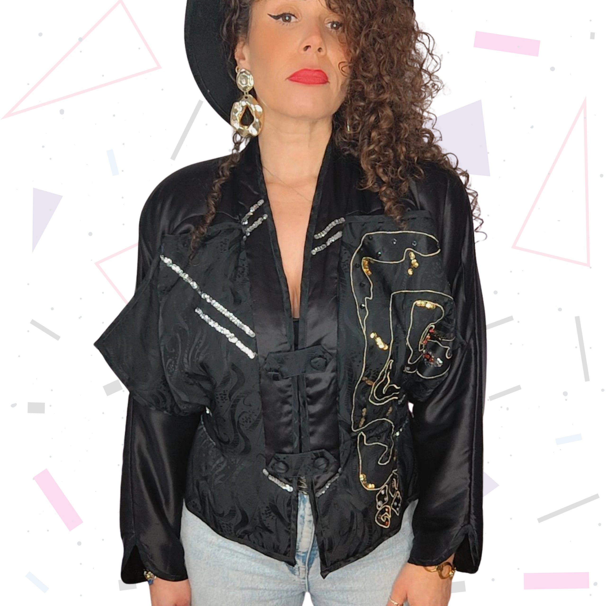 80s Satin Statement Jacket by 'Hella Rotthoff' - Image 3