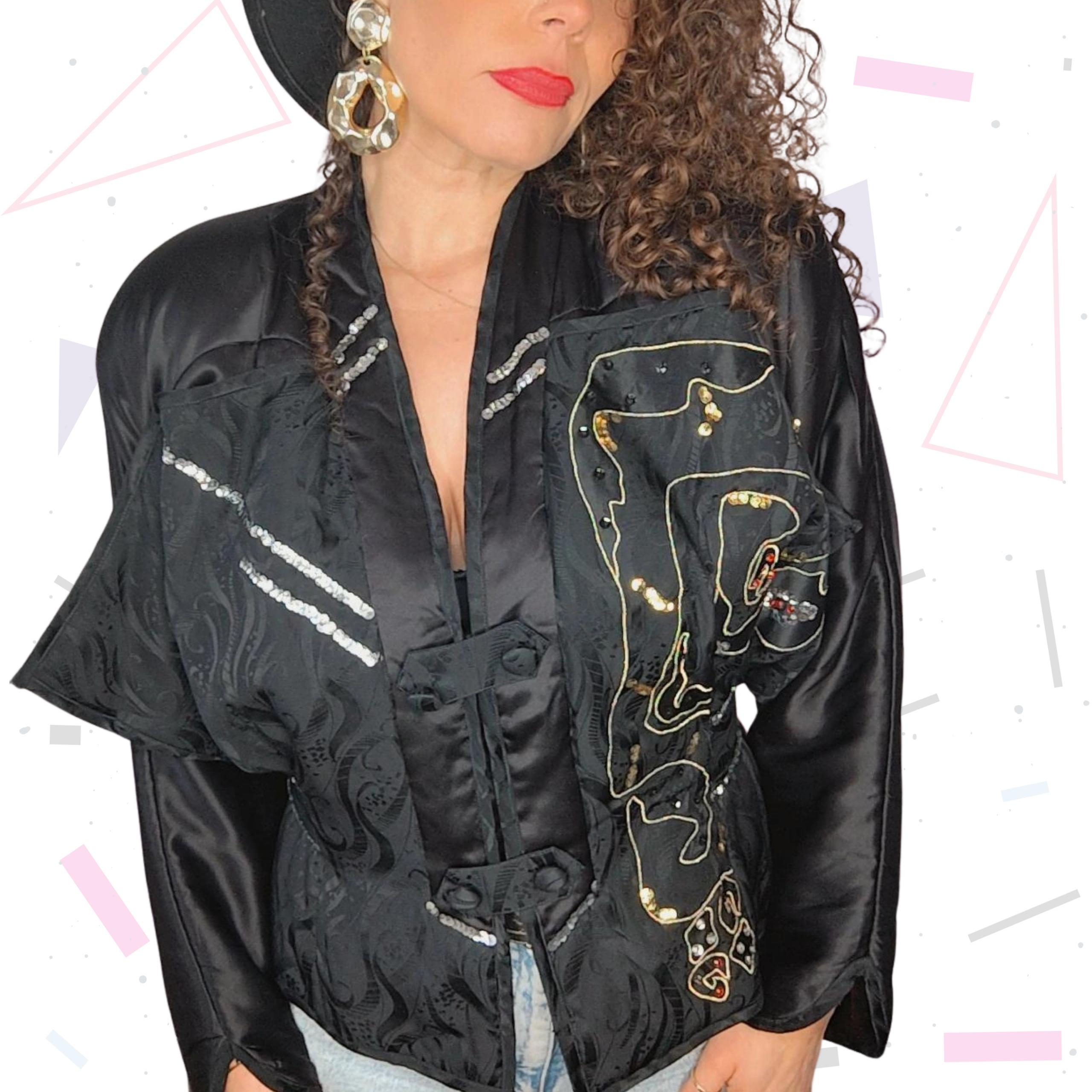 80s Satin Statement Jacket by 'Hella Rotthoff' - Image 4