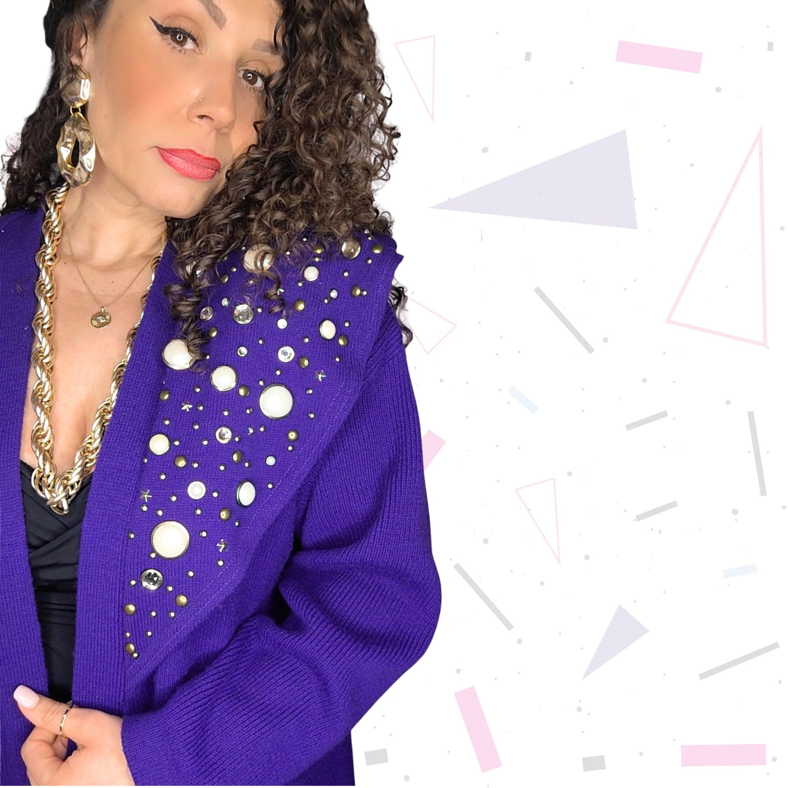 80s Purple Embellished Maxi Cardi - Image 2