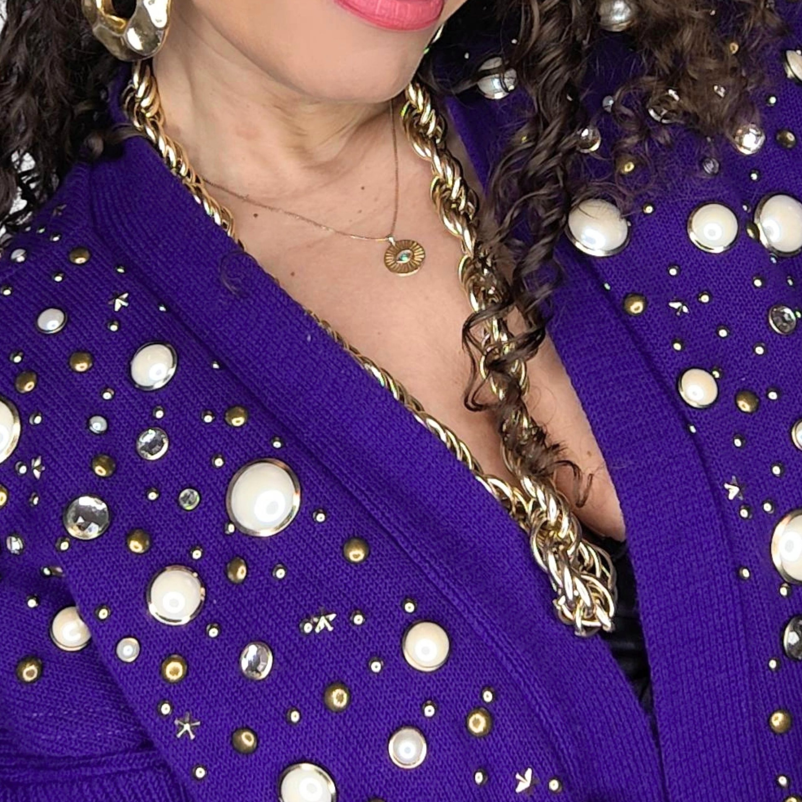 80s Purple Embellished Maxi Cardi - Image 4