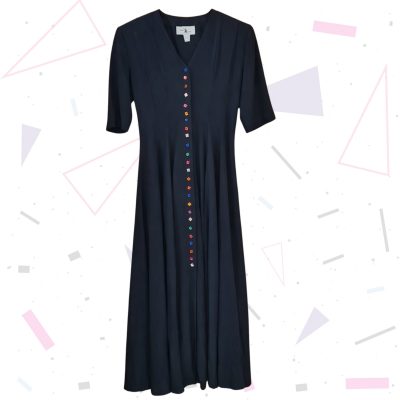 Black Maxi Dress with Colourful Buttons