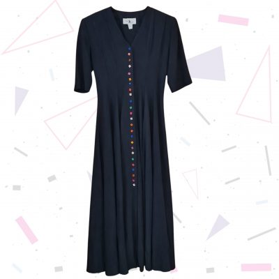 Black Maxi Dress with Colourful Buttons