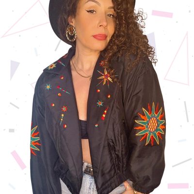 IB DIFFUSION Black Pure Silk Bomber Jacket