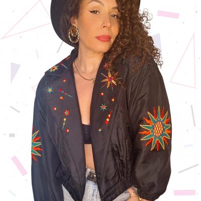 IB DIFFUSION Black Pure Silk Bomber Jacket
