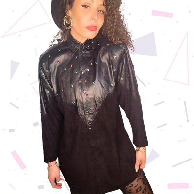 Leather and Suede Shirt with Colourful Embellishments