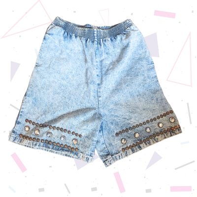 Acid Wash Embellished Shorts