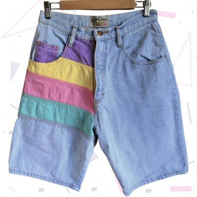 90s Colour Block Jean Shorts