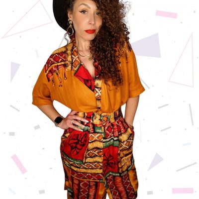 Colourful Abstract Print 90s Dress