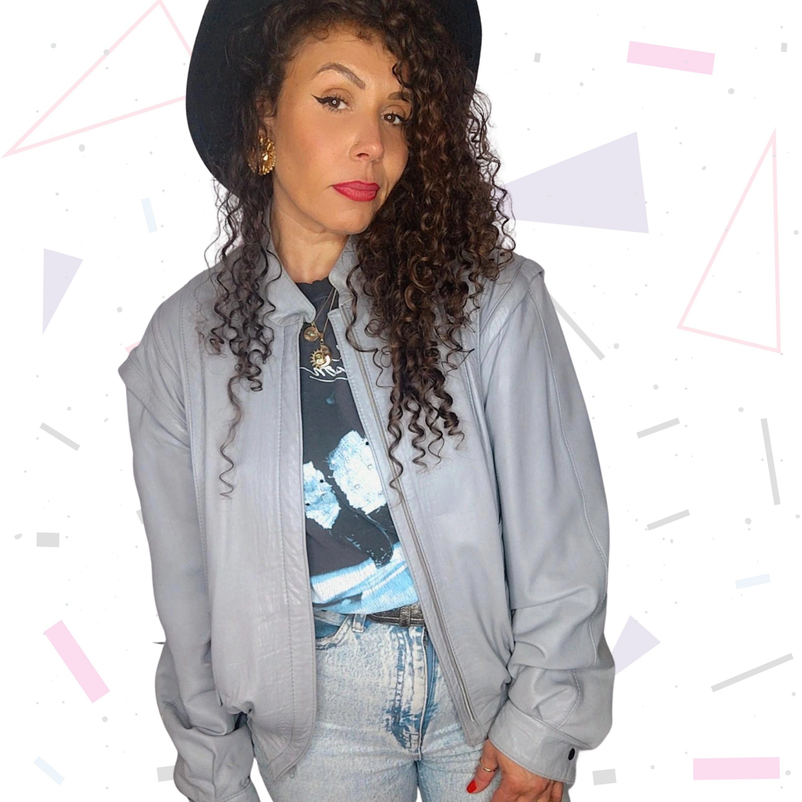 Butter Soft Light Grey Leather Jacket with Detachable Sleeves - Image 2