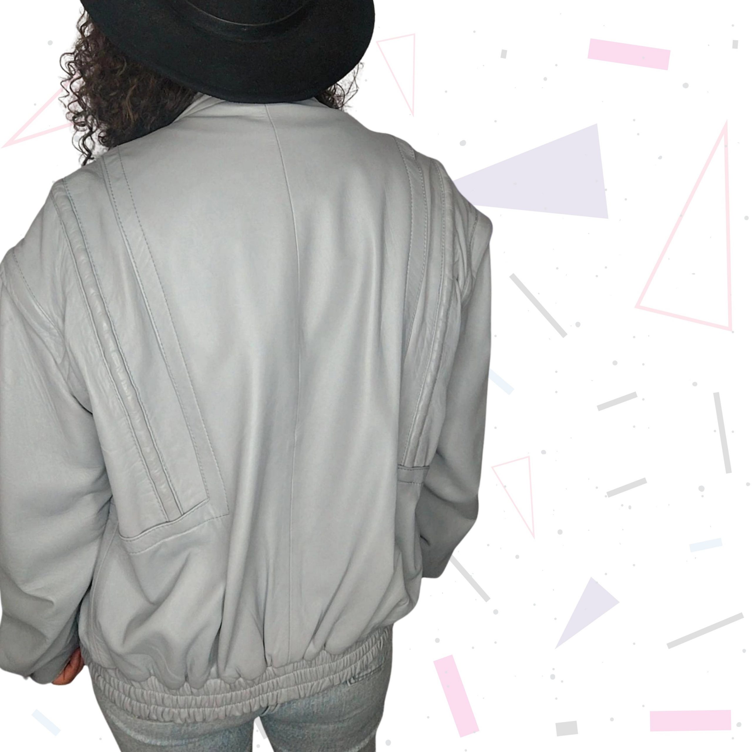 Butter Soft Light Grey Leather Jacket with Detachable Sleeves - Image 6