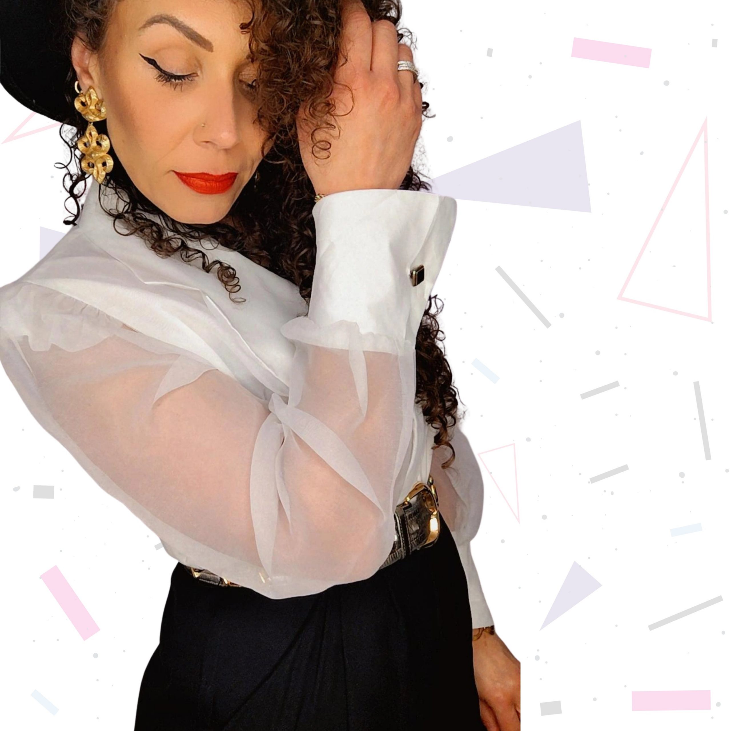 Black and White Sheer Sheer Sleeve 90s Playsuit - Image 3