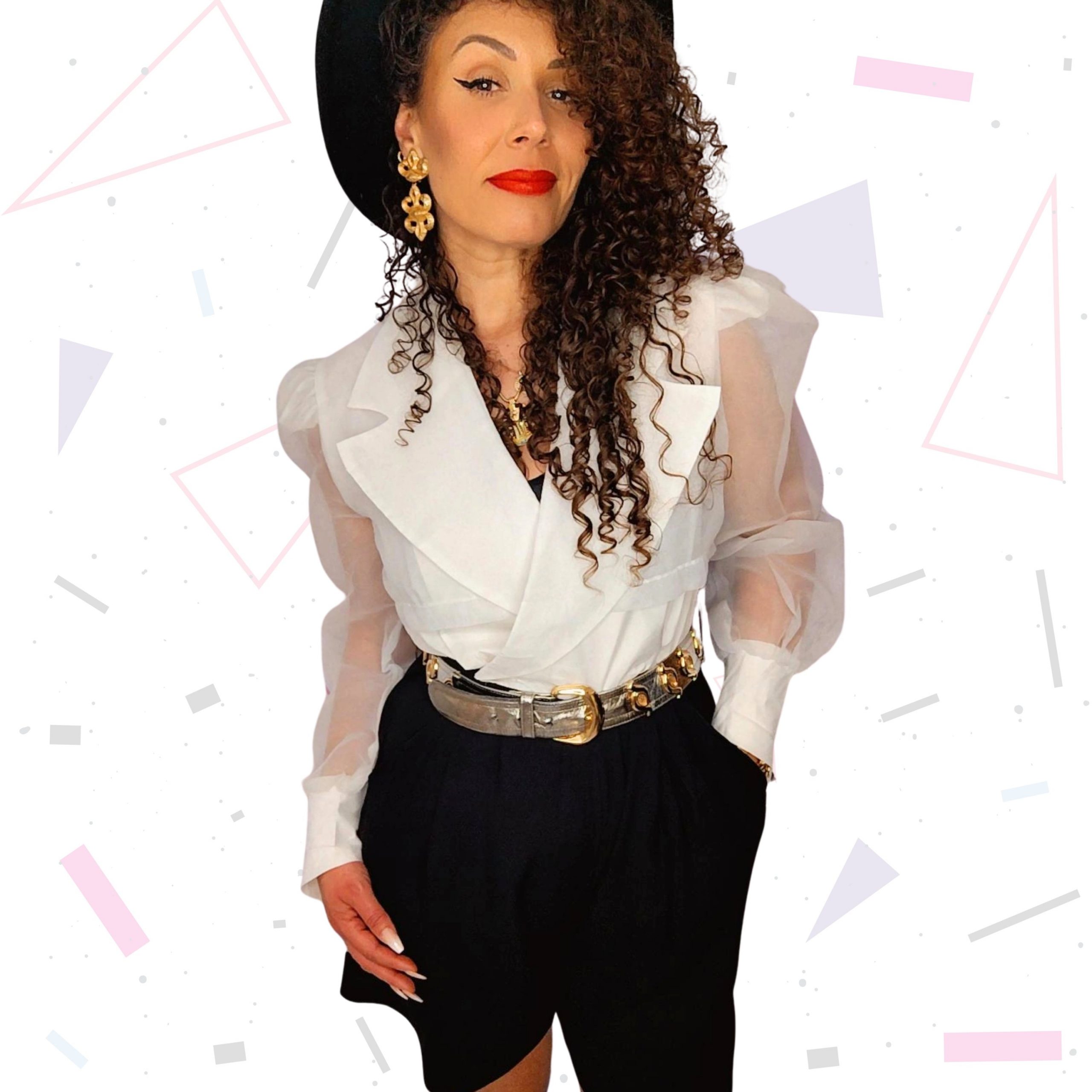 Black and White Sheer Sheer Sleeve 90s Playsuit - Image 5