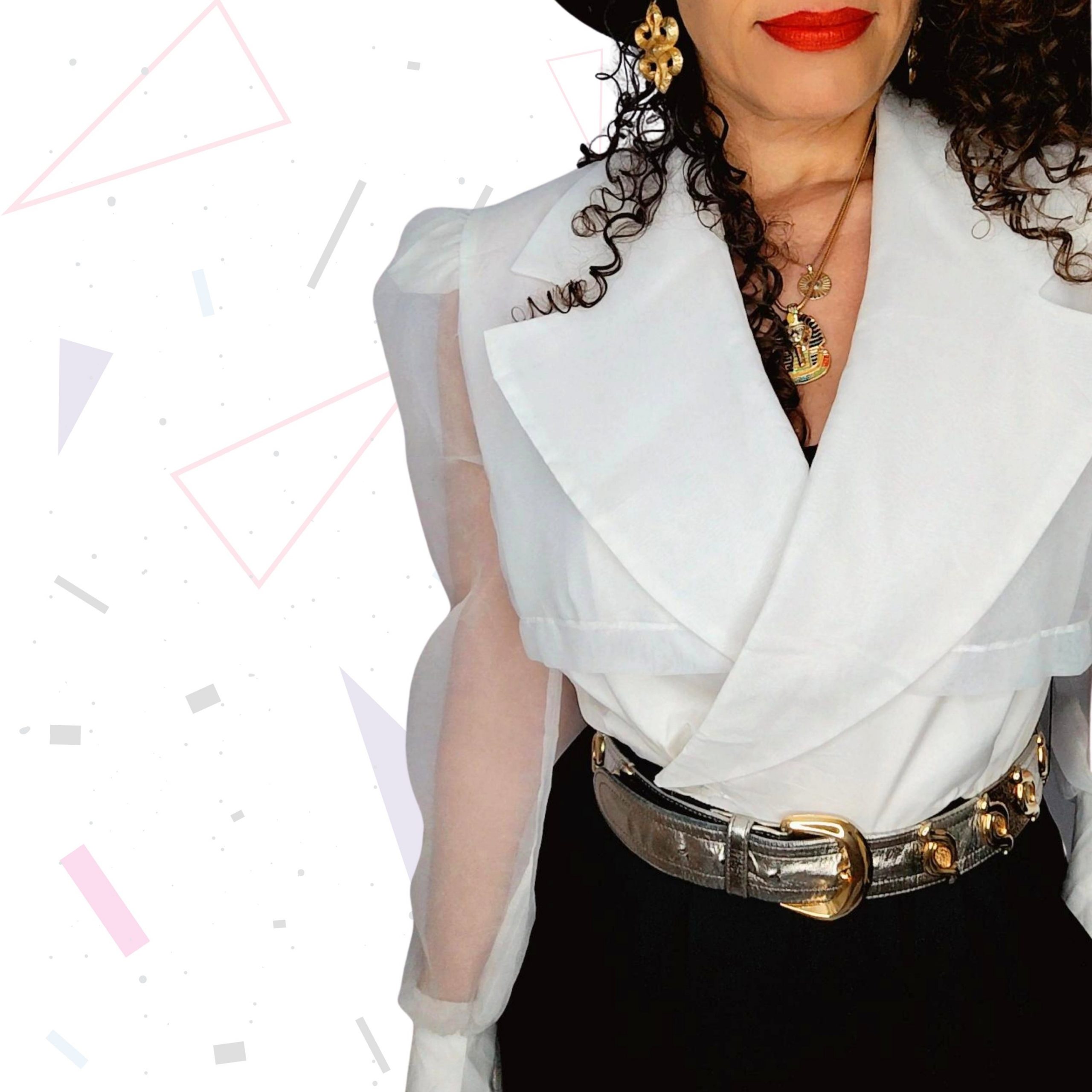 Black and White Sheer Sheer Sleeve 90s Playsuit - Image 2