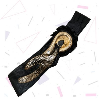80s Leather Belt with Gold Finish