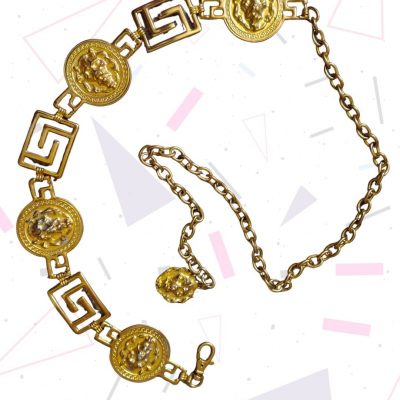 Heavy Vintage Gold Lion Head Chain Belt