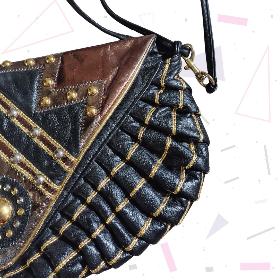Statement Metallic Patchwork Leather Handbag - Image 4