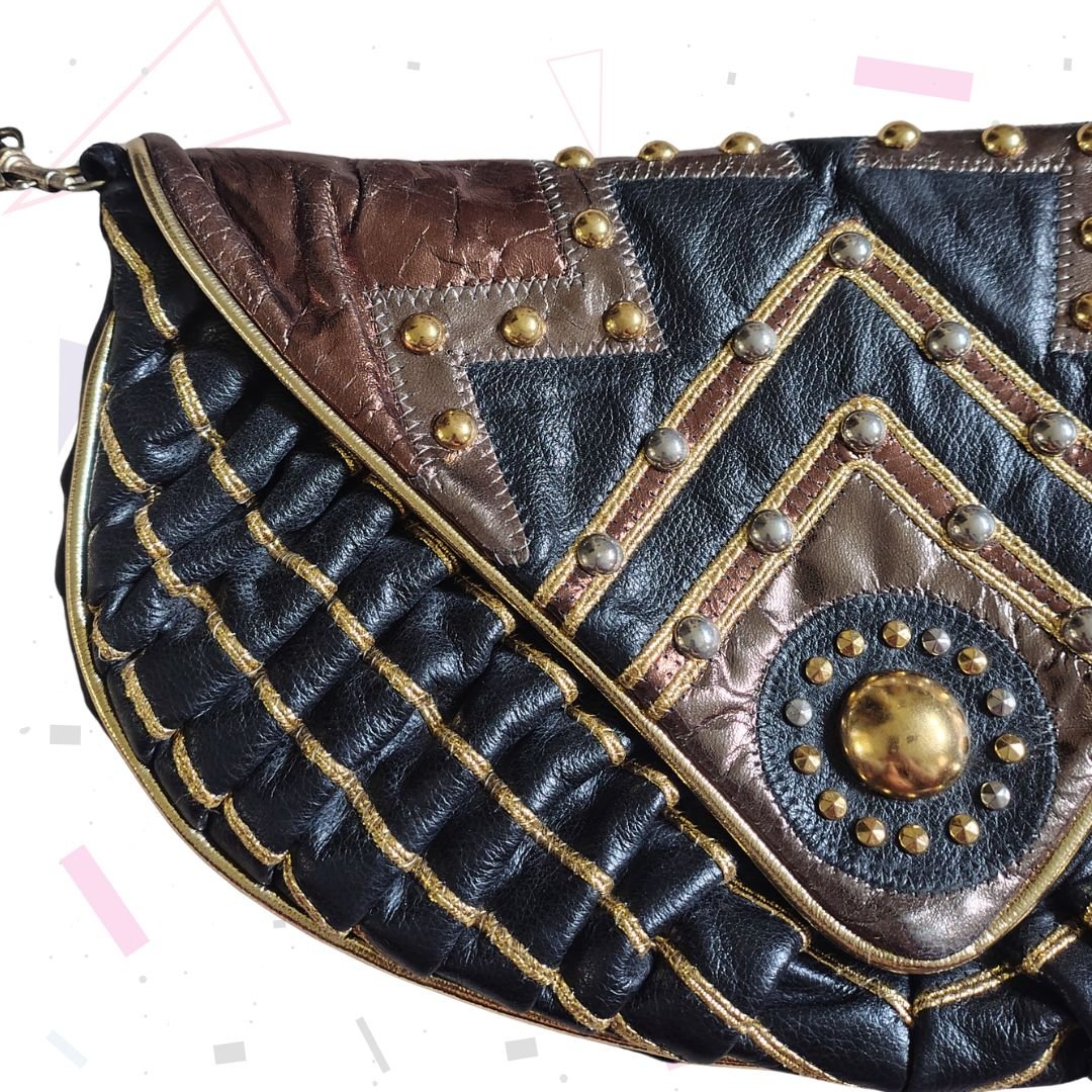 Statement Metallic Patchwork Leather Handbag