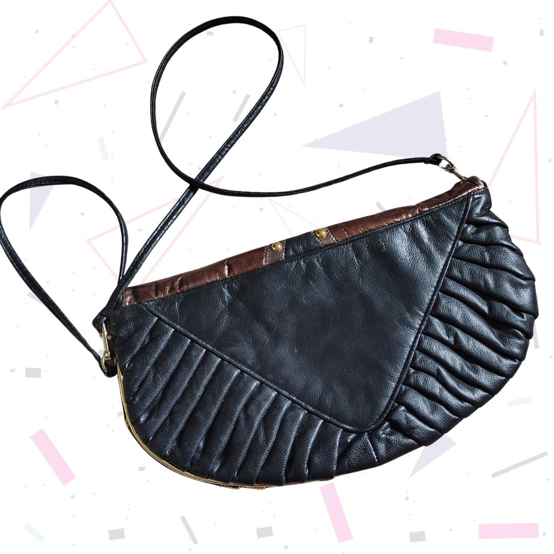 Statement Metallic Patchwork Leather Handbag - Image 3