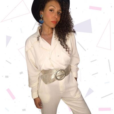 Cream Sheer Back Jumpsuit 80s