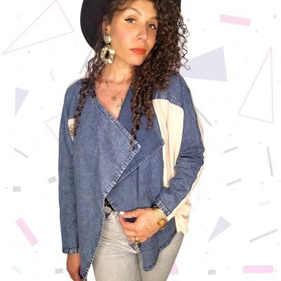 90s Denim Jacket with Sheer Panels