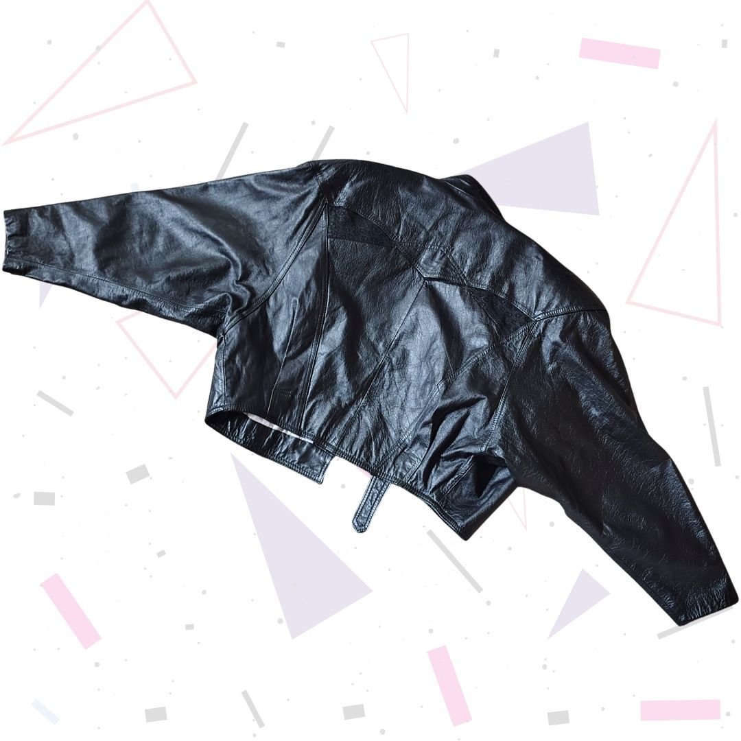 Vintage 1980s Black Leather Skirt Suit - Image 4