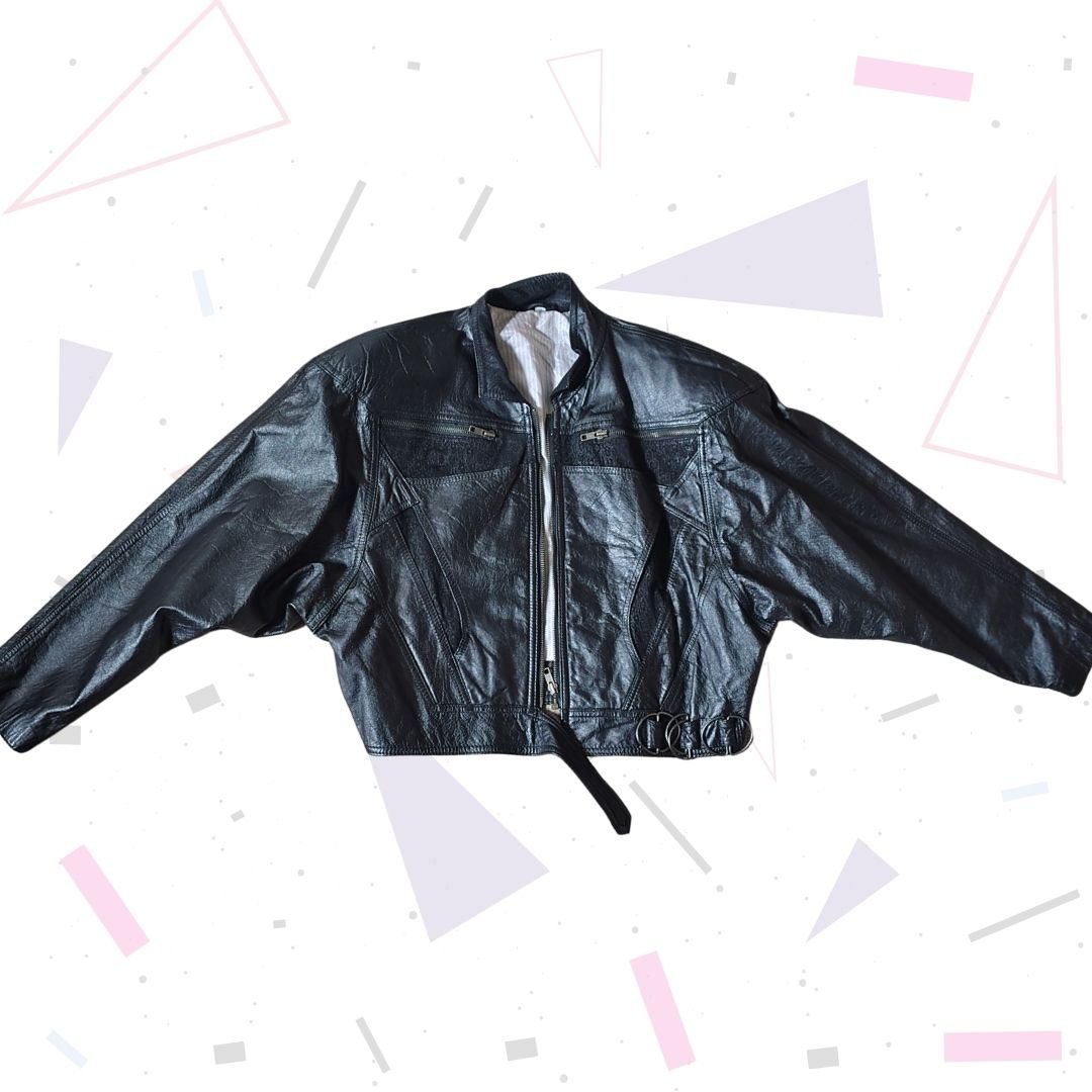 Vintage 1980s Black Leather Skirt Suit - Image 3