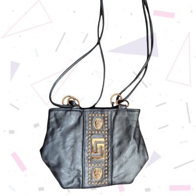 Vintage 1980s Grey Leather Handbag